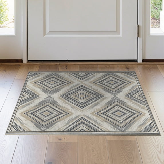 ODIKA 2'x3' Washable Accent Rug Bathroom Ash Weathered Freeform Abstract Shapes Print Entryway for Bedroom, Nursery, RV, Pet Friendly, Bedside Mat