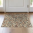 thumbnail image 1 of ODIKA 2'x3' Washable Accent Rug Bathroom Geometric Way Interlocking Block Faded Stairs Hallway for Bedroom, Nursery, RV, Pet Friendly, Bedside Mat, 1 of 7