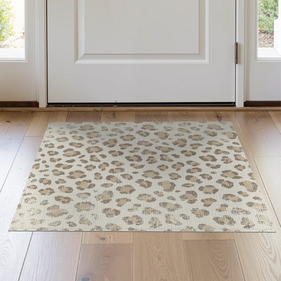 ODIKA 2'x3' Washable Accent Rug Boho Distressed Vintage Cow Fake That Feel Table Print Spotted Playful for Bedroom, Nursery, RV, Pet Friendly, Bedside Mat
