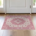 thumbnail image 1 of ODIKA 2'x3' Washable Accent Rug Mauve Vintage Dusty Boho Scroll Border Motifs Distressed Trellis for Bedroom, Nursery, RV, Pet Friendly, Bedside Mat, 1 of 7