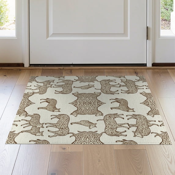 ODIKA 2'x3' Washable Accent Rug Pet Friendly, Bedside Mat Cow Farmhouse Abstract Inspired Fabric Table Placemat Spotted Refined Structured for Bedroom, RV