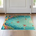 thumbnail image 1 of ODIKA 2'x3' Washable Accent Rug Pet Friendly, Bedside Mat Green Coral Ocean Seafoam with Octopus Cheerful Sea Life Turtles and Starfish for Bedroom, Nursery, RV, 1 of 7