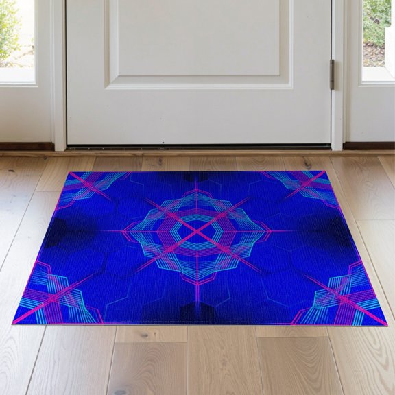 ODIKA 2'x3' Washable Accent Rug Pet Friendly, Bedside Mat Honeycomb Grid Geometric Plaid Border Minimalist Abstract Hexagon Refined for Bedroom, Nursery, RV