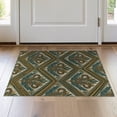thumbnail image 1 of ODIKA 2'x3' Washable Accent Rug Pet Friendly, Bedside Mat Tropical Jungle With Vintage Striped Geometric Trim Snake Boho Refined for Bedroom, Nursery, RV, 1 of 7