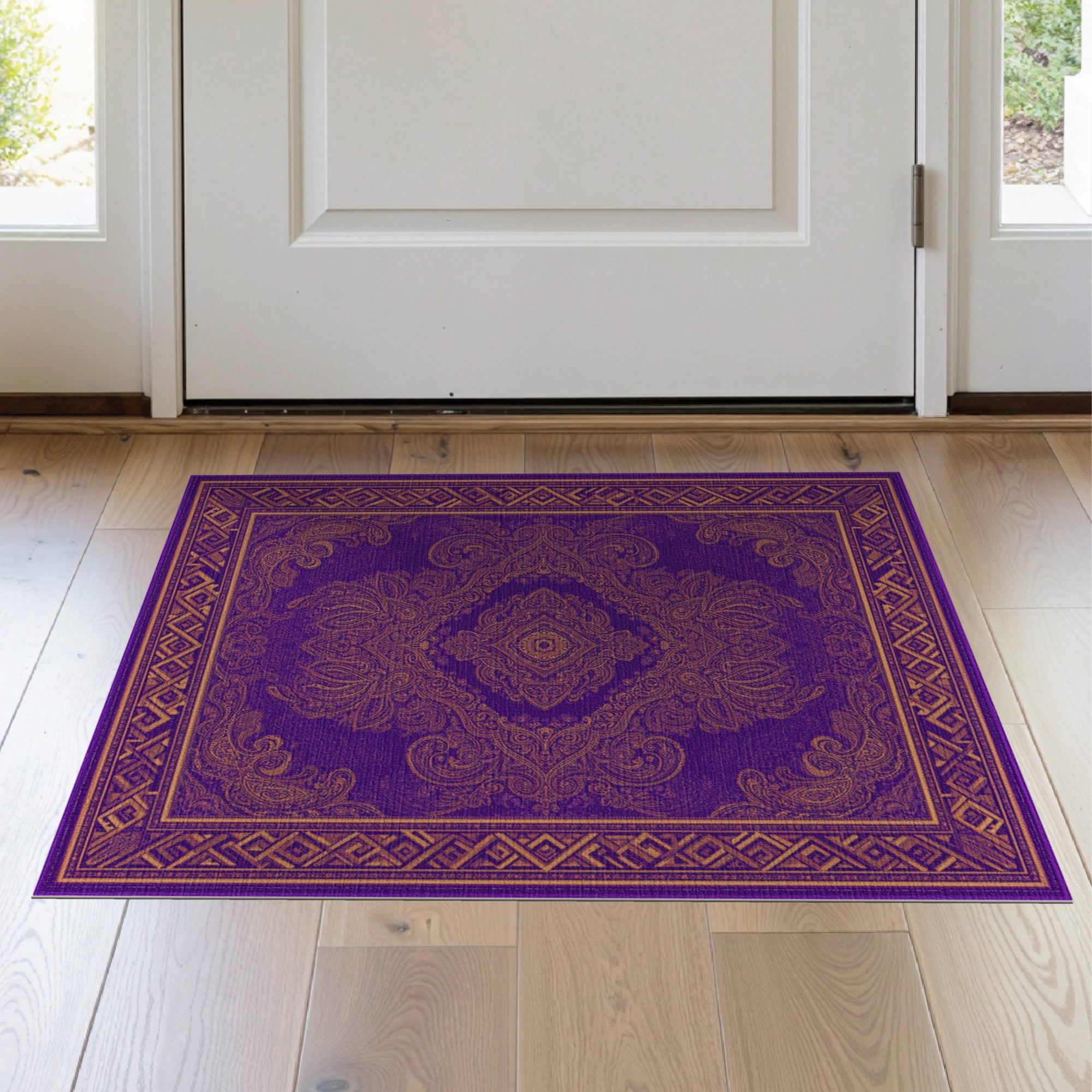ODIKA 2'x3' Washable Accent Rug Purple Medallion Boho Elegance ...