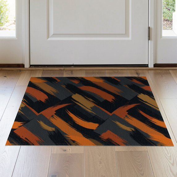 ODIKA 2'x3' Washable Doormat Asymmetric Block Interlocking Mid Century Abstract Brushstroke Refined for Entryway, Kitchen, Laundry Room, Non-Slip, Low Pile