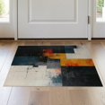 thumbnail image 1 of ODIKA 2'x3' Washable Doormat Black Brown Throw Accent Abstract Modern Splatter with Distressed Blocks for Entryway, Kitchen, Laundry Room, Non-Slip, Low Pile, 1 of 7