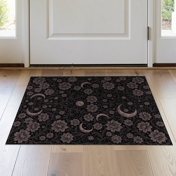 ODIKA 2'x3' Washable Doormat Gothic Mystical Pink Plum Dusty Whimsical Vintage Border Purple for Entryway, Kitchen, Laundry Room, Non-Slip, Low Pile