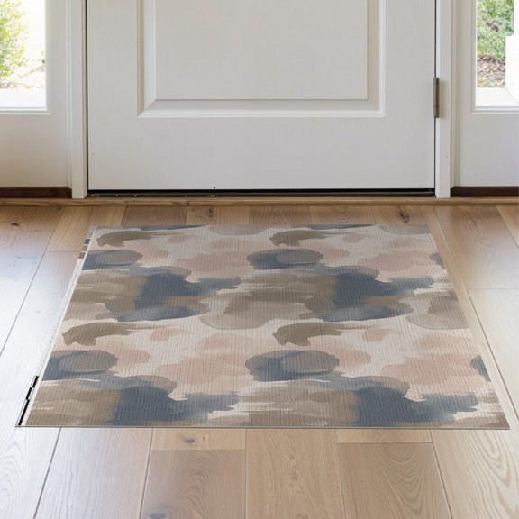 ODIKA 2'x3' Washable Doormat Non-Slip, Low Pile Art With Distressed Ombre Color Block Accents Abstract Watercolor Vintage for Entryway, Kitchen, Laundry Room