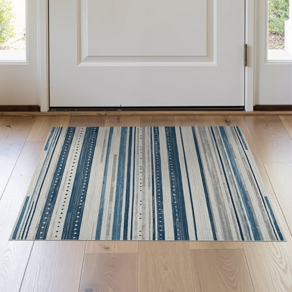 ODIKA 2'x3' Washable Doormat Non-Slip, Low Pile Boho Striped Farmhouse Abstract Banded Southwestern Geometric for Entryway, Kitchen, Laundry Room