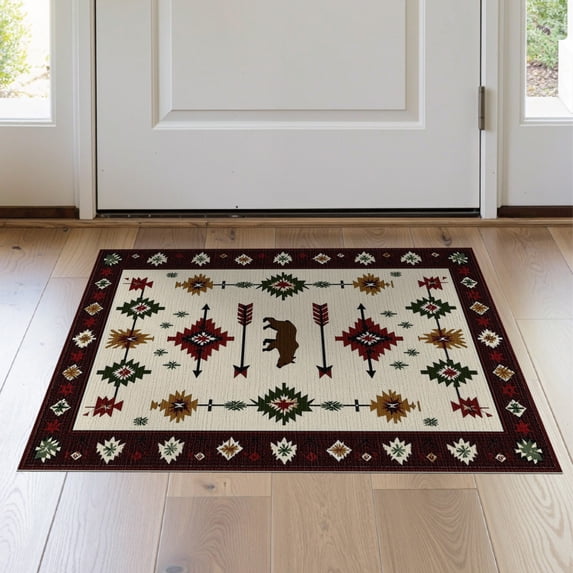 ODIKA 2'x3' Washable Doormat Non-Slip, Low Pile Cabin Cowboy Mens Decorations Reindeer Lone Southwestern Howling for Entryway, Kitchen, Laundry Room