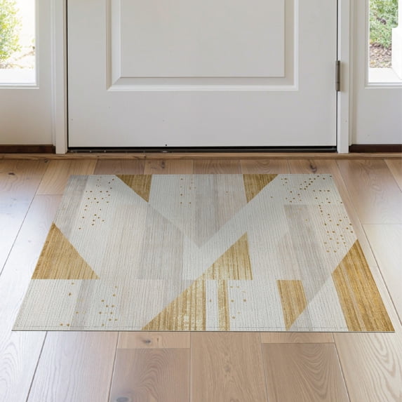 ODIKA 2'x3' Washable Doormat Non-Slip, Low Pile Cowhide Spotted Interlocking Geometric Abstract Contemporary Design for Entryway, Kitchen, Laundry Room