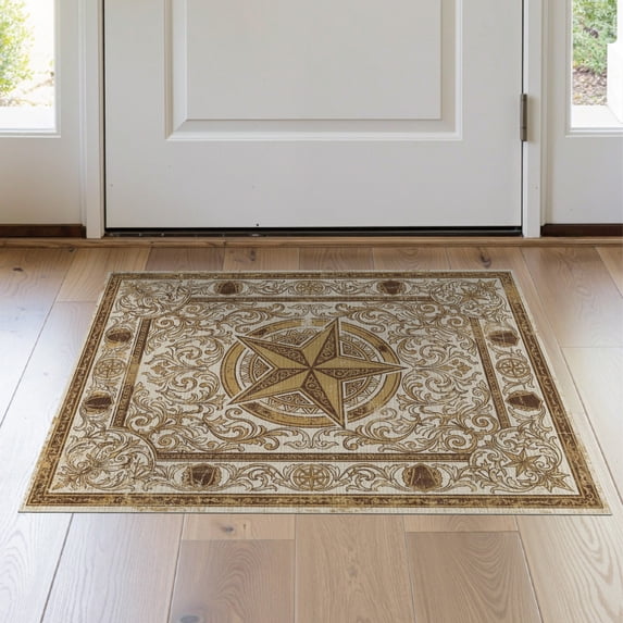 ODIKA 2'x3' Washable Doormat Non-Slip, Low Pile Door Southwestern Ornate Scroll Vintage Farmhouse Decorative for Entryway, Kitchen, Laundry Room