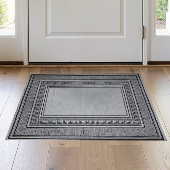 ODIKA 2'x3' Washable Doormat Non-Slip, Low Pile Greek Rectangle Classical Meander Fret Border Mythology Key Geometric for Entryway, Kitchen, Laundry Room
