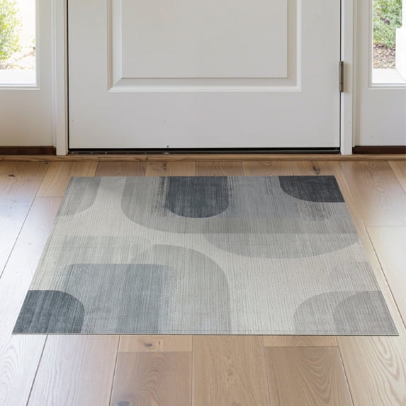 ODIKA 2'x3' Washable Doormat Non-Slip, Low Pile Large Abstract Bound Brushstroke Swirl Contemporary for Entryway, Kitchen, Laundry Room