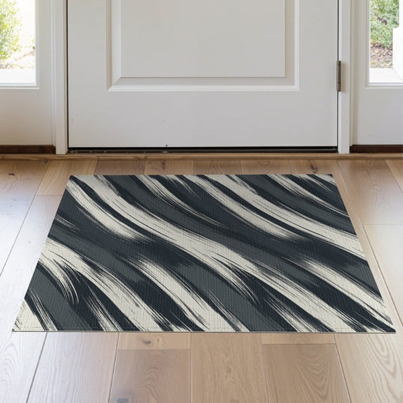 ODIKA 2'x3' Washable Doormat Non-Slip, Low Pile Large Tonal Bound Brushwork Freeform Covering Fuzzy for Entryway, Kitchen, Laundry Room