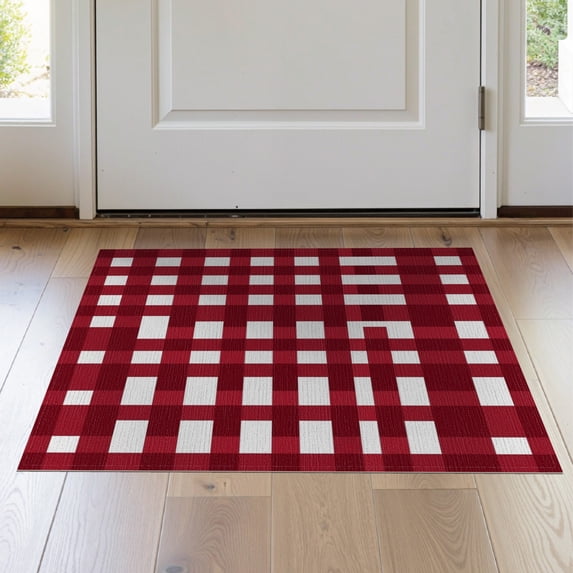 ODIKA 2'x3' Washable Doormat Non-Slip, Low Pile Plaid Striped Crosshatch Covering Checked Checkered Christma for Entryway, Kitchen, Laundry Room