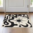 thumbnail image 1 of ODIKA 2'x3' Washable Samll Area Rug Black Cream Abstract Star and Wave Design Elegant Contrast with Fluid Lines Bold for Entryway, Kitchen, Laundry Room, Non-Slip, Low Pile, 1 of 7