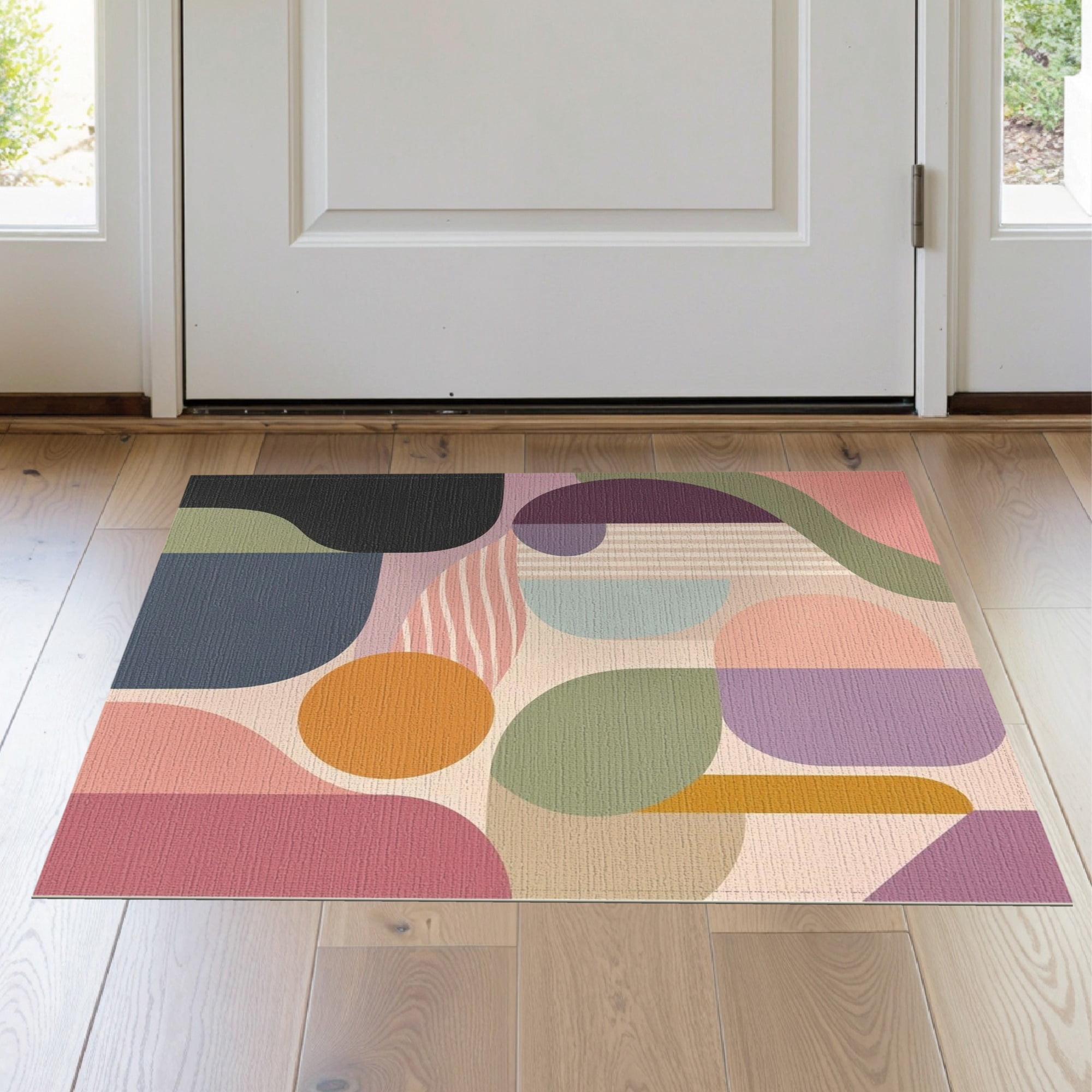 Pastel Large Rug ODIKA 2'x3' Washable Samll Area Rug Non-Slip, Low Pile Pastel Geometric ...