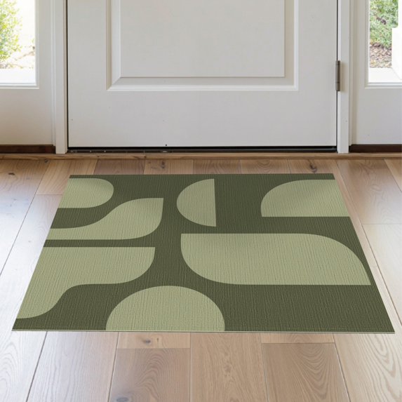 ODIKA 2'x3' Washable Samll Area Rug Olive and Sage Geometric Design Modern Abstract Shapes with Bold for Entryway, Kitchen, Laundry Room, Non-Slip, Low Pile