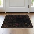 thumbnail image 1 of ODIKA 2'x3' Washable Throw Rug Black Gold Floral Design Elegant Botanical Motif with Moon for Hallway, Study Room, Non-Slip Low Profile, Flatwoven, 1 of 7