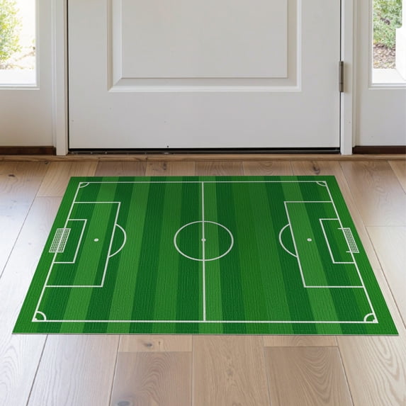 ODIKA 2'x3' Washable Throw Rug Football Stadium Featuring Professional Markings And Penalty Box for Hallway, Study Room, Non-Slip Low Profile, Flatwoven