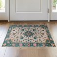 thumbnail image 1 of ODIKA 2'x3' Washable Throw Rug Mid Century Geometric Ornate Border Hallway Teal Oushak Coastalbeach for Study Room, Non-Slip Low Profile, Flatwoven, 1 of 7