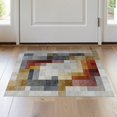 thumbnail image 1 of ODIKA 2'x3' Washable Throw Rug Modern Abstract Geometric Mosaic With Gold And Brown Color Blocks for Hallway, Study Room, Non-Slip Low Profile, Flatwoven, 1 of 7