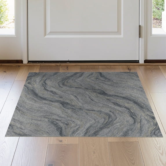 ODIKA 2'x3' Washable Throw Rug Non-Slip, Low Profile, Flatwoven, Easy Care Abstract Vintage Inspired Flowing Motif Movement Plush Lightweight for Hallway, Study Room