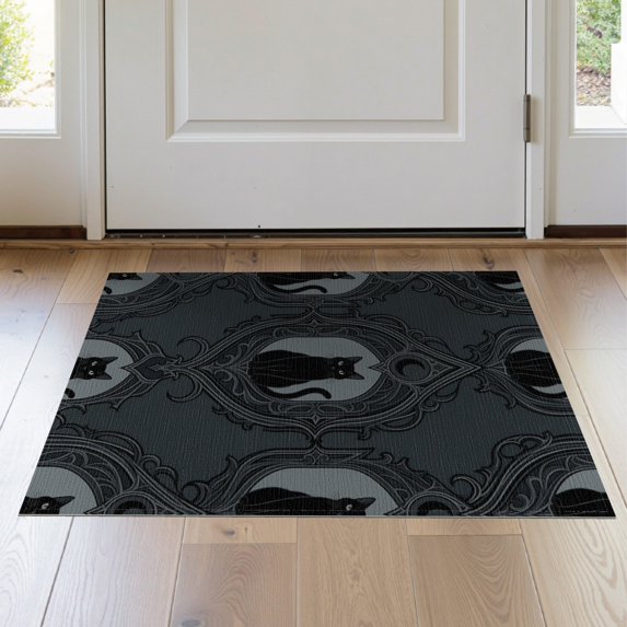ODIKA 2'x3' Washable Throw Rug Non-Slip, Low Profile, Flatwoven, Easy Care Gothic Motif Phase Arch Mystical Motifs Tossed Goth Minimalist Refined for Hallway, Study Room