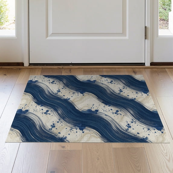 ODIKA 2'x3' Washable Throw Rug Non-Slip, Low Profile, Flatwoven, Easy Care Hallway Contemporary Long Displaying Fluid Paint Abstract Hallways for Study Room