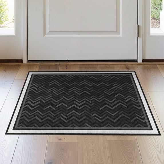ODIKA 2'x3' Washable Throw Rug Non-Slip, Low Profile, Flatwoven, Easy Care Long Hallway Textured Featuring Geometric Minimalist Motif Entryway for Study Room