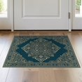 thumbnail image 1 of ODIKA 2'x3' Washable Throw Rug Non-Slip, Low Profile, Flatwoven, Easy Care Teal Boho Bug Intricate Motif Symmetrical Framing Turquoise for Hallway, Study Room, 1 of 7