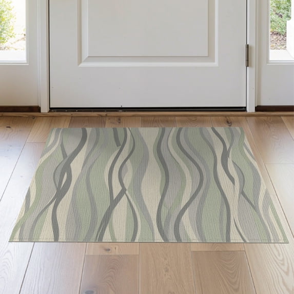 ODIKA 2'x3' Washable Throw Rug That Wave Minimalist Horizontal Stripe Featuring Rig Over Carpeta for Hallway, Study Room, Non-Slip Low Profile, Flatwoven