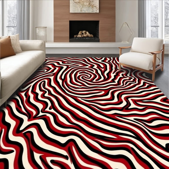 ODIKA 2'x3' Machine Washable Non-Slip Area Rug, 3D Optical Illusion Doormat with Mind Bending Visual Depth Effects High Traffic Rug, Red, 641755
