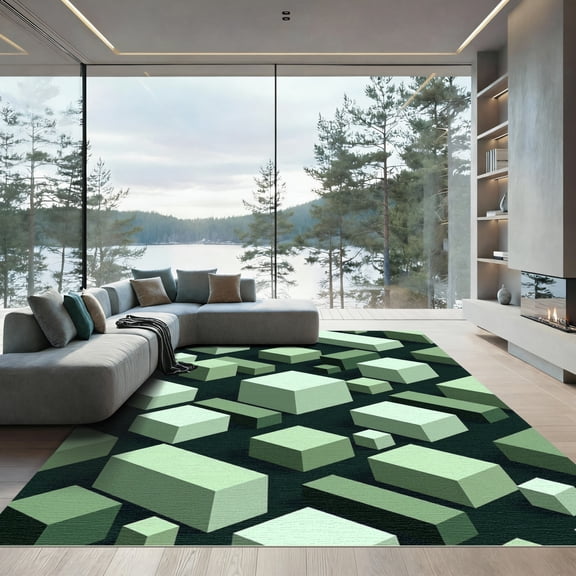 ODIKA 2x3 Machine Washable Non-Slip Area Rug, 3d Mint Green High Traffic Rug, Green, 950214