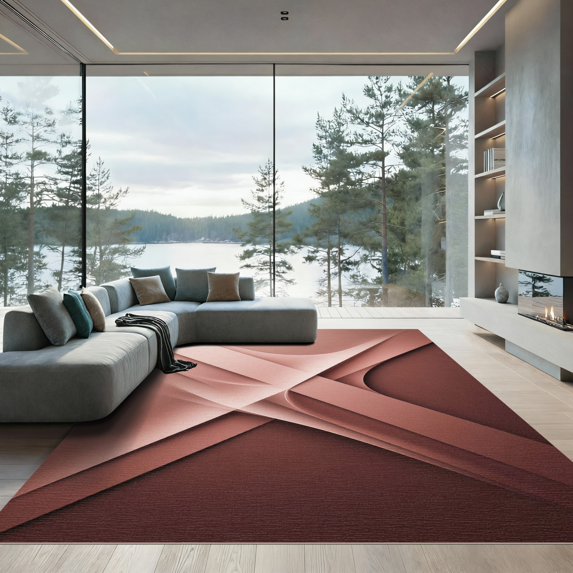 ODIKA 2'x3' Machine Washable Non-Slip Area Rug, Abstract Blush Pink High Traffic Rug, Pink, 1265352