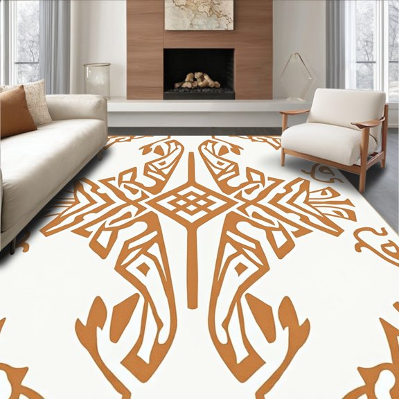 ODIKA 2x3 Machine Washable Non-Slip Area Rug, Abstract Decorative Floor High Traffic Rug, Brown, 586767