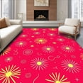 thumbnail image 1 of ODIKA 2'x3' Machine Washable Non-Slip Area Rug, Abstract Festive Swirl Design with Modern Holiday Starburst Accents High Traffic Rug with Pad, Red, 613700, 1 of 8