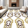 thumbnail image 1 of ODIKA 2'x3' Machine Washable Non-Slip Area Rug, Abstract Holiday Conifers with Interlocking Stripes High Traffic Rug, Gold, 731982, 1 of 7