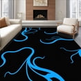 thumbnail image 1 of ODIKA 2'x3' Machine Washable Non-Slip Area Rug, Abstract Wave Motion with Fluid Swirl Design and Dynamic Flow High Traffic Rug with Pad, Black, 597030, 1 of 8