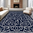 thumbnail image 1 of ODIKA 2'x3' Machine Washable Non-Slip Area Rug, Abstract Waveforms Featuring Fluid Interlocking and Bold Accents High Traffic Rug, Blue, 497509, 1 of 7