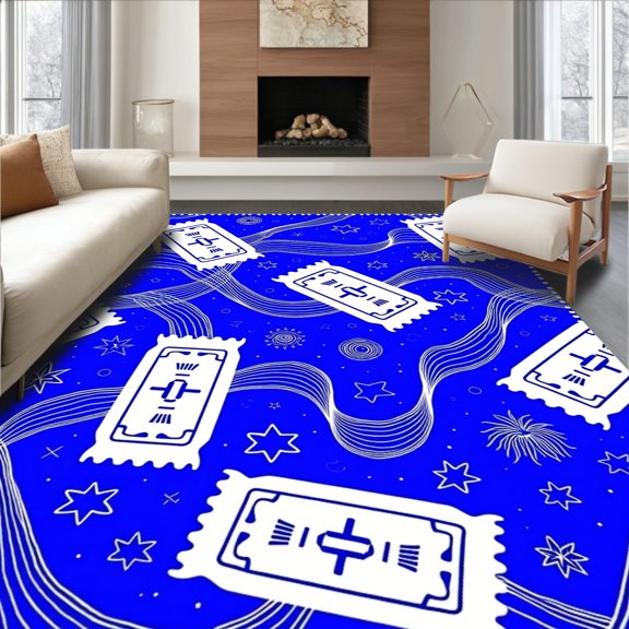 ODIKA 2x3 Machine Washable Non-Slip Area Rug, Admission Keepsake Enthusiast Celebration Display High Traffic Rug, Blue, 671243