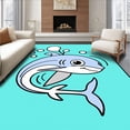 thumbnail image 1 of ODIKA 2'x3' Machine Washable Non-Slip Area Rug, Adorable Marine Life Illustration with Cute Whale and Bubble Motifs High Traffic Rug, Blue, 722905, 1 of 7