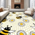 thumbnail image 1 of ODIKA 2'x3' Machine Washable Non-Slip Area Rug, Adorable Striped Pollinator Bathroom Ensemble With Hexagonal Designs High Traffic Rug, Yellow, 723028, 1 of 7
