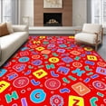 thumbnail image 1 of ODIKA 2'x3' Machine Washable Non-Slip Area Rug, Alphabet Adventure Playmat Featuring Vibrant Letter Blocks and Number Trails High Traffic Rug with Pad, Red, 684362, 1 of 8