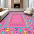 thumbnail image 1 of ODIKA 2'x3' Machine Washable Non-Slip Area Rug, Alphabet Interactive Wildlife Discovery Floor Play Surface High Traffic Rug, Pink, 681465, 1 of 7