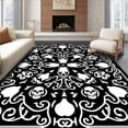 thumbnail image 1 of ODIKA 2'x3' Machine Washable Non-Slip Area Rug, Arcane Gothic Skull with Interlocking Baroque Flourishes High Traffic Rug with Pad, Black, 729557, 1 of 8