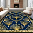 thumbnail image 1 of ODIKA 2'x3' Machine Washable Non-Slip Area Rug, Art Fan Motif with Golden Highlights High Traffic Rug, Blue, 452741, 1 of 7