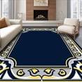 thumbnail image 1 of ODIKA 2'x3' Machine Washable Non-Slip Area Rug, Art Inspired Border with Stylized Fan and Wave High Traffic Rug, Navy Blue, 461306, 1 of 7